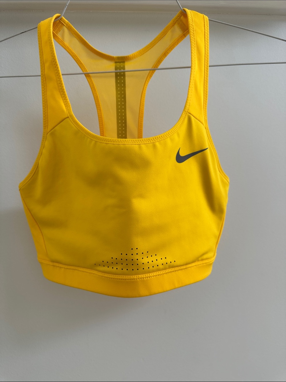 Nike Yellow Racerback Sports Bra with Black Swoosh